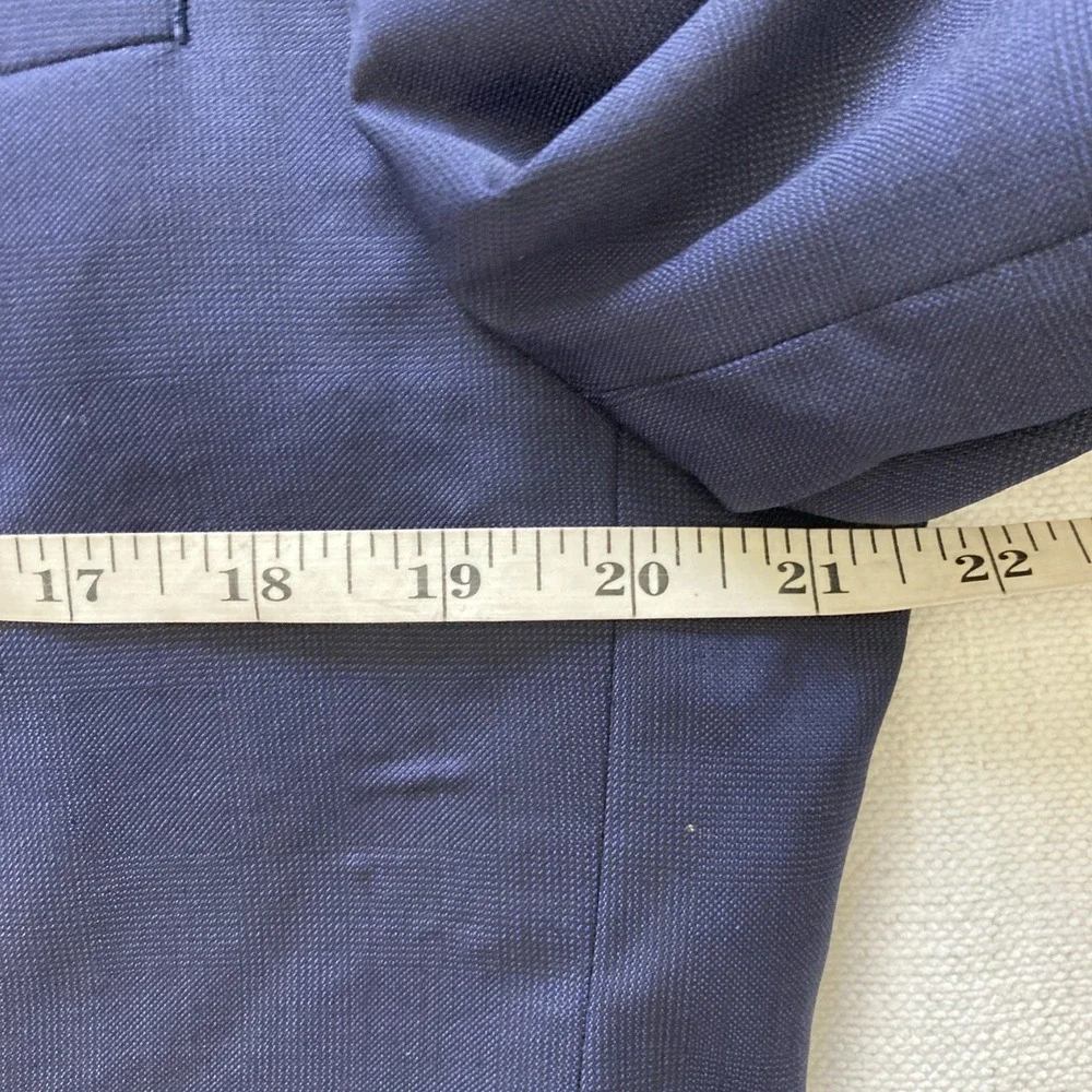 TALLIA Mens Wool 2-pc Suit 100%wool Size 42R 34x27.5 Navy Plaid Flat Front